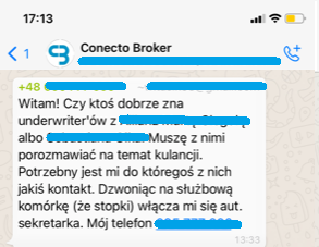 broker ubezpieczeniowy na Whatsapp